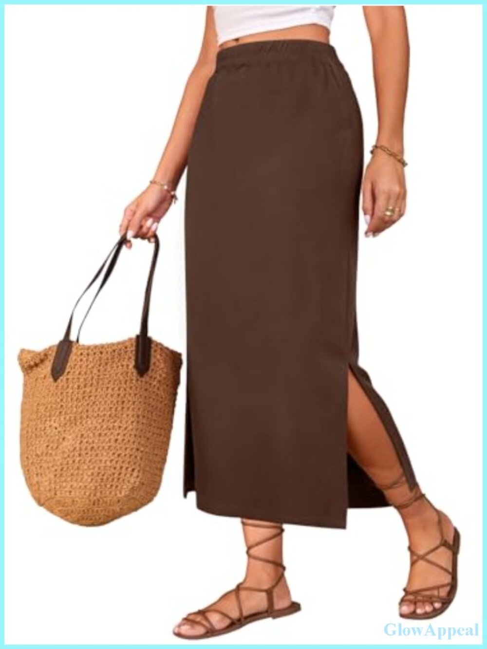 Maxi Pencil Skirt High Waisted Side Slit Rayon Spandex Long Summer Skirt